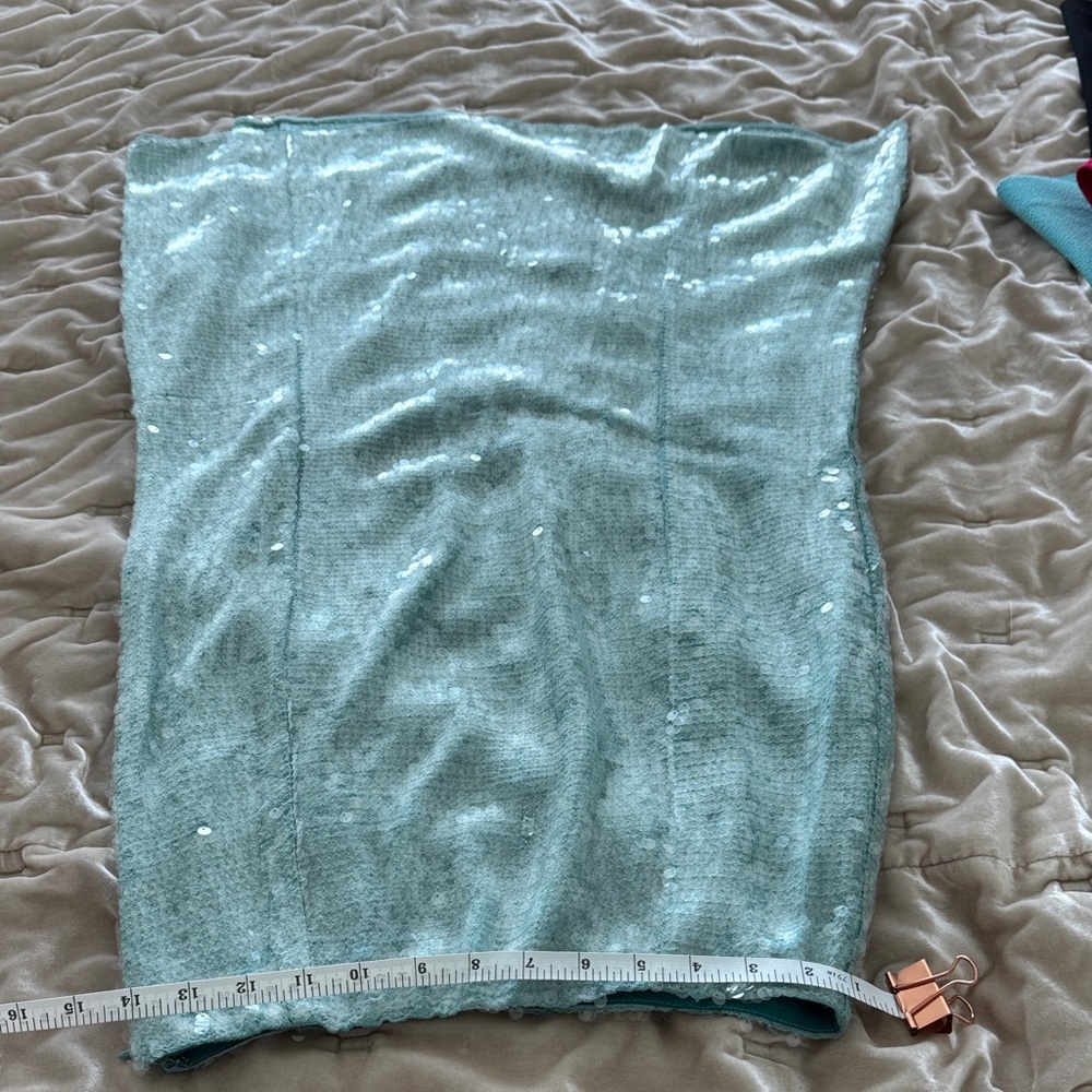 Veronica Beard Shimmering Sequin Aqua Pencil Skirt